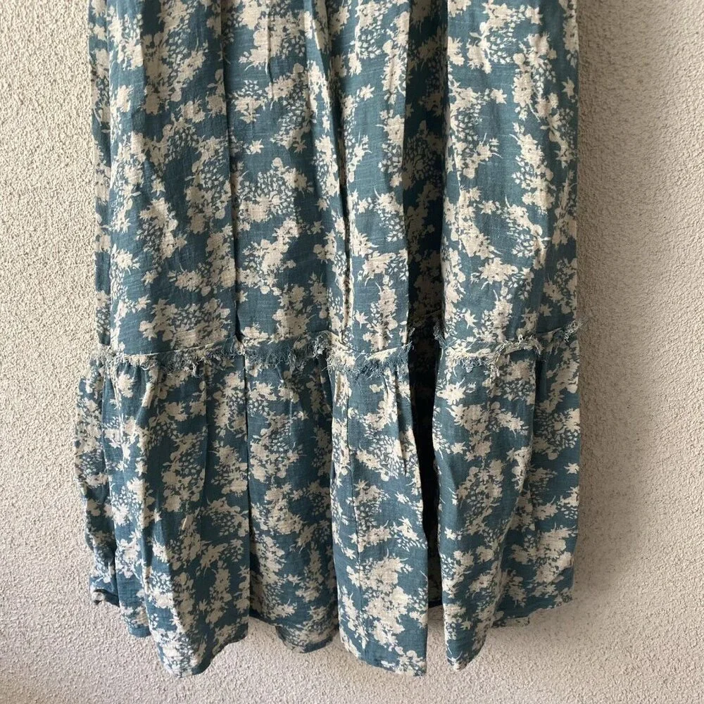 Free People Printed Ellie Maxi Dress Green Floral Smocked Peasant Size Small - Picture 7 of 13